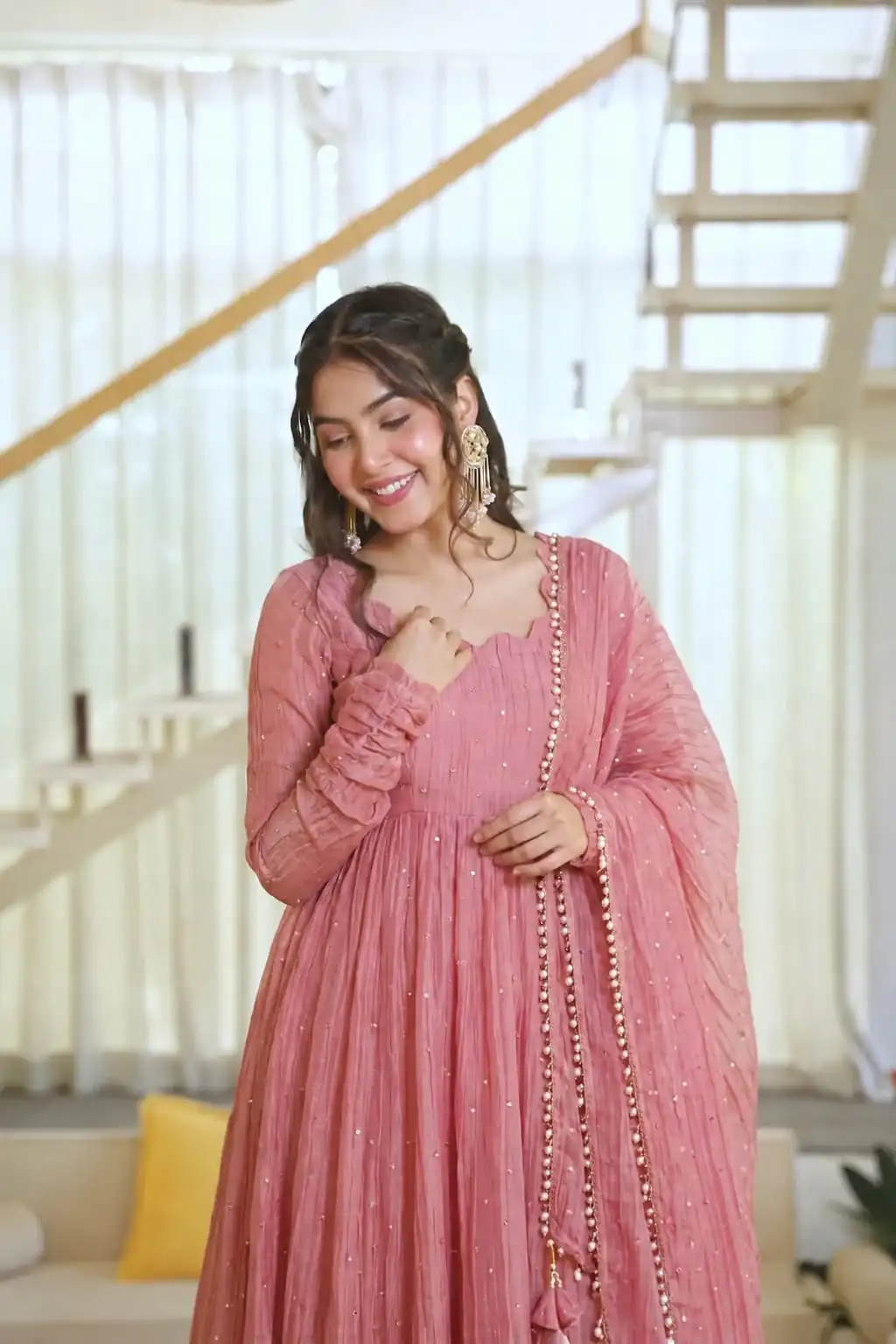KD 1641 Peach in Salsa Silk Embroidery Work & Sequins Work Gown . Get it for ₹2899. Delivery 4-6 Working Days. Online Shop now. | Gowns, Bollywood Gowns, Creative Gowns, Designer Gowns, Embroidered Gowns, Party Wear Gowns