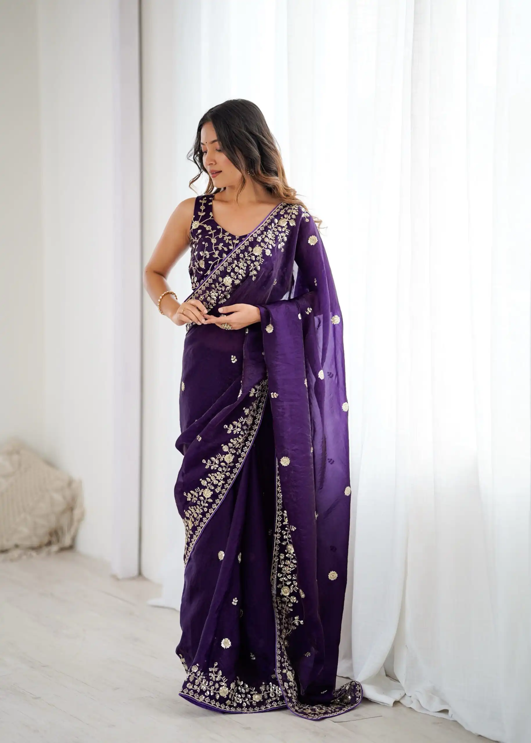 SP 89 Purple Color Fendy Silk Saree With Sequins Work. Wedding, Party, Festive, Events Get it for ₹1799. Delivery 4-6 Working Days. Online Best Shop now. | Sarees, Bollywood Sarees, Creative Sarees, Designer Sarees, Embroidered Sarees, Ethnic Saree, Modern Digital sarees, Party Wear Sarees