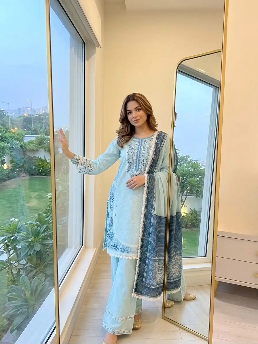 AD 233 Sea Blue in White Satin Rayon Digital Print & Embroidery Work Salwar Suit . Festive Deal ₹2449. Delivery 4-6 Working Days. Shop now. | Jump Suits, Salwar suit, Casual Suits, Creative suits, Designer Suits, Palazzo Suits, Party Wear Suits, Patiala Suits, Straight Suits