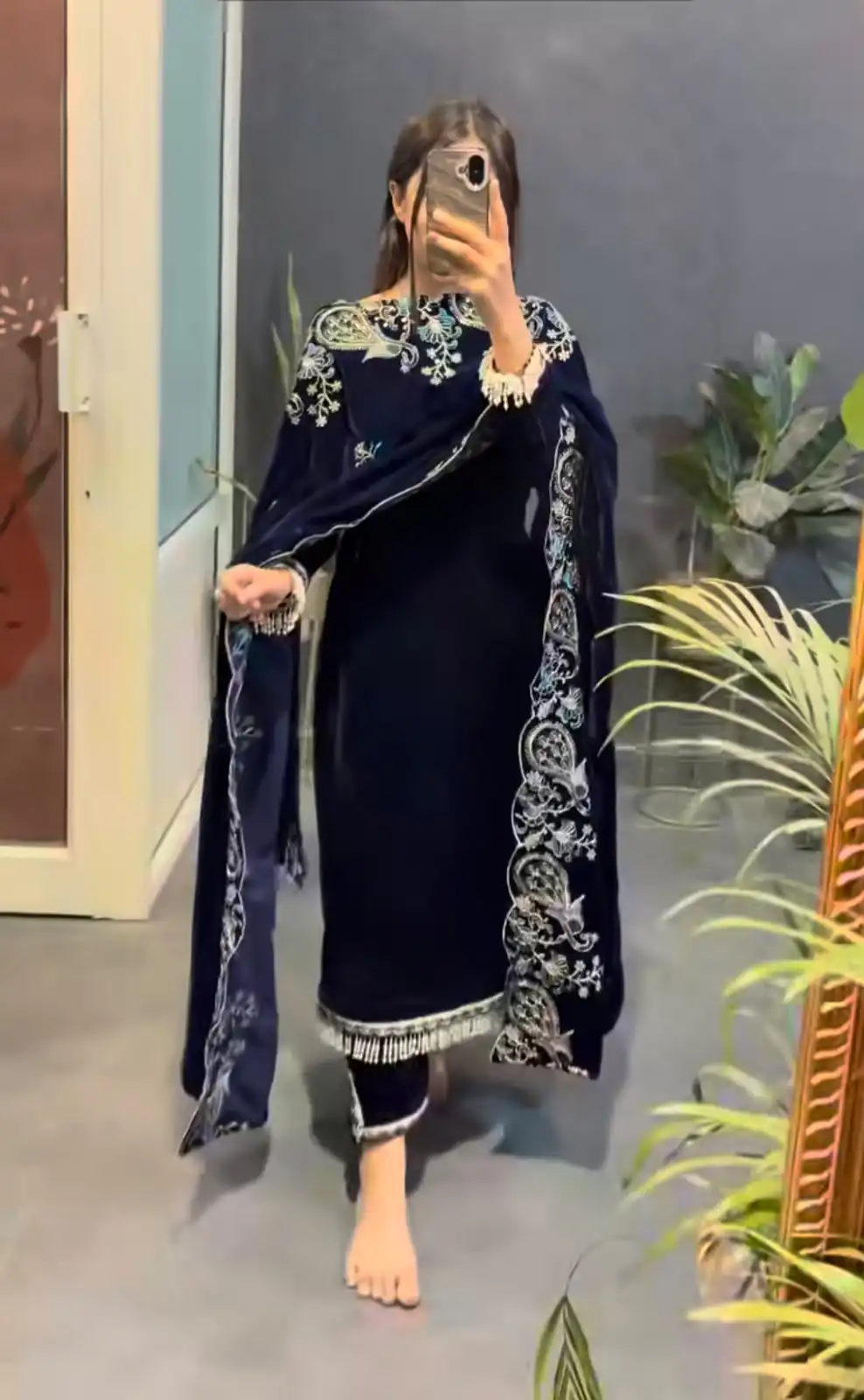 MF 486 Navy Blue Viscose Velvet Salwar Suit with Embroidery Work & Lace Work. Grab it for ₹2349. Delivery 4-6 Working Days. Shop now. | Jump Suits, Salwar suit, Casual Suits, Creative suits, Designer Suits, Palazzo Suits, Party Wear Suits, Patiala Suits, Straight Suits