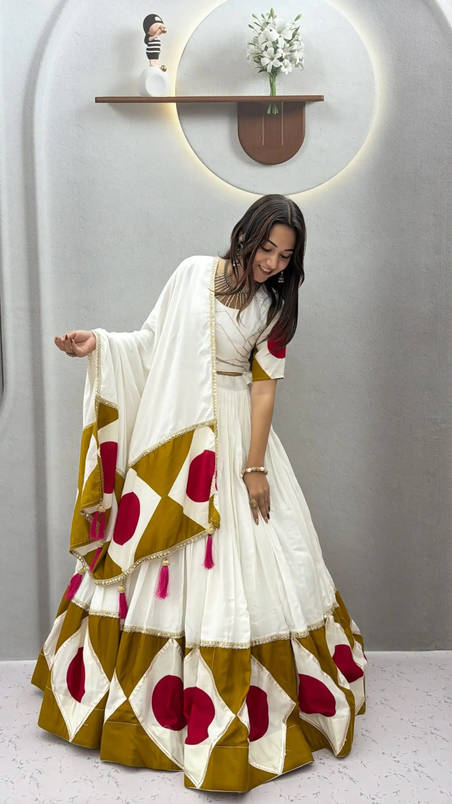 Ram 194 White in Pure Cotton Mirror Work & Gamthi Work Lehenga Choli . Exclusive Offer ₹3149. Delivery 4-6 Working Days. Shop now. | Lehenga, Bollywood Lehenga, Creative Lehenga, Designer Lehenga, Embroidered Lehenga, Party Wear Lehenga