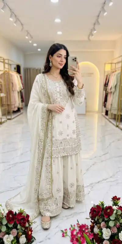 WW 1243 White NC Zimmy Silk Salwar Suit Perfect for Wedding, Party, Baby Shower, Festival Celebrations, Pongal – . Grab it for ₹2449. Delivery 4-6 Worki | Jump Suits, Salwar suit, Casual Suits, Creative suits, Designer Suits, Palazzo Suits, Party Wear Suits, Patiala Suits, Straight Suits