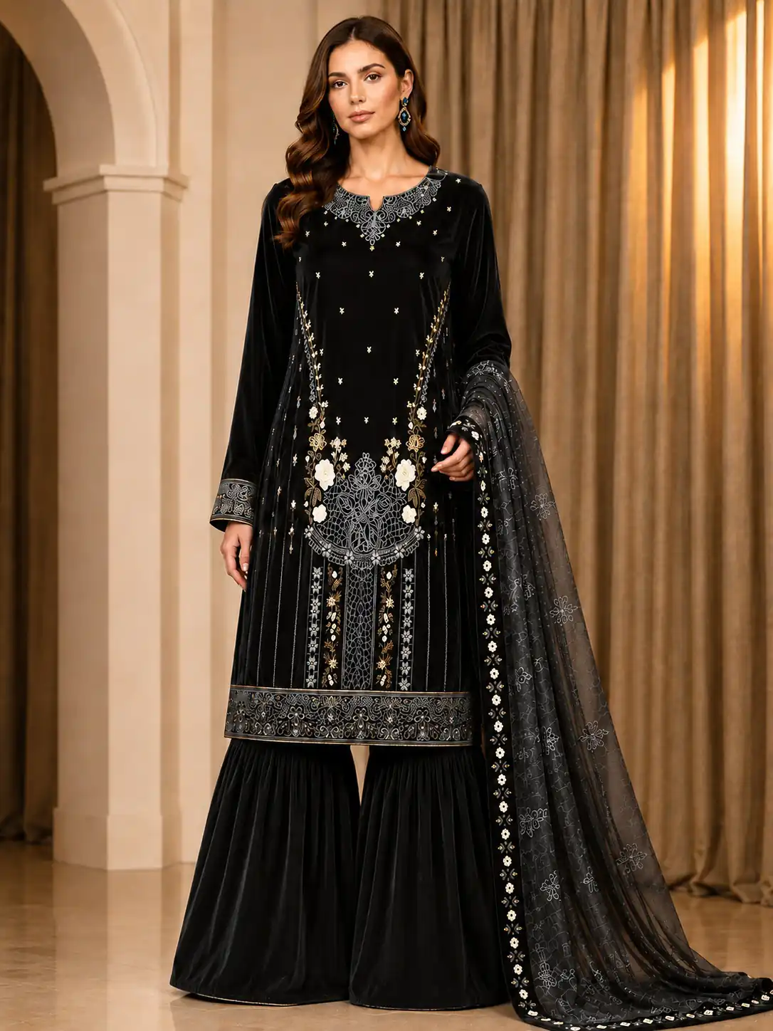 FC 729 Black 9000 Velvet Salwar Suit. Perfect for Wedding, Party, Bridal Wear, Onam, Karwa Chauth – Exclusive Offer ₹2999. Delivery 4-6 Working Days. | Jump Suits, Salwar suit, Casual Suits, Creative suits, Designer Suits, Palazzo Suits, Party Wear Suits, Patiala Suits, Straight Suits