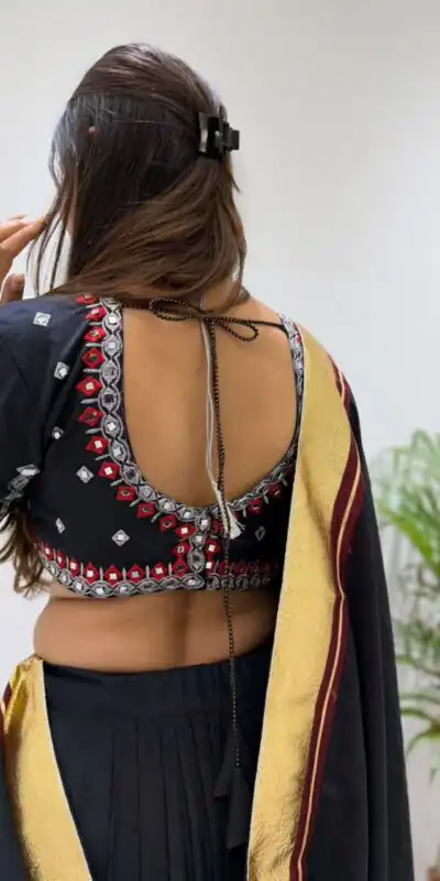 BE 507 Black Color Rayon Embroidery Work & Cowrie Work Lehenga Choli . Grab it for ₹1999. Delivery 4-6 Working Days. Shop now. | Lehenga, Bollywood Lehenga, Creative Lehenga, Designer Lehenga, Embroidered Lehenga, Party Wear Lehenga