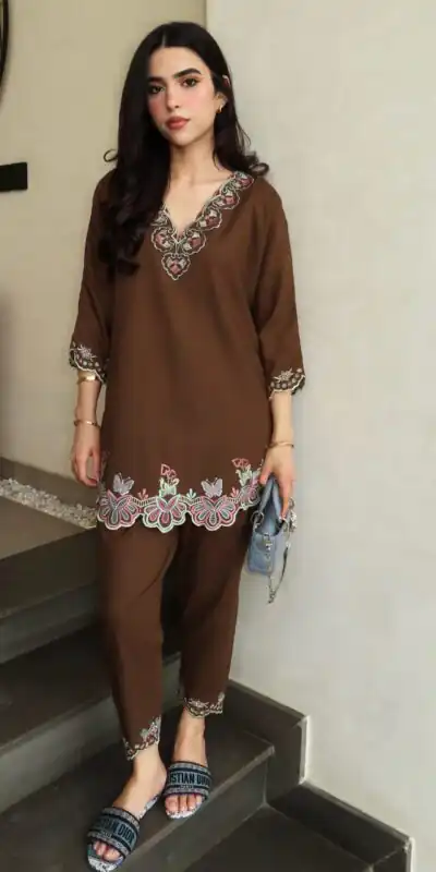 BE 511 Brown colour Trendy Brown French Crape Embroidery Work Kurti Get it for ₹1999. Delivery 4-6 Working Days. Shop now. | Kurti, Bollywood Kurti, Creative Kurtis, Designer Kurti, Party Wear Kurti, Selfie Kurti